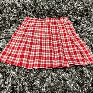 Better Be Red and White Plaid Skater Skirt